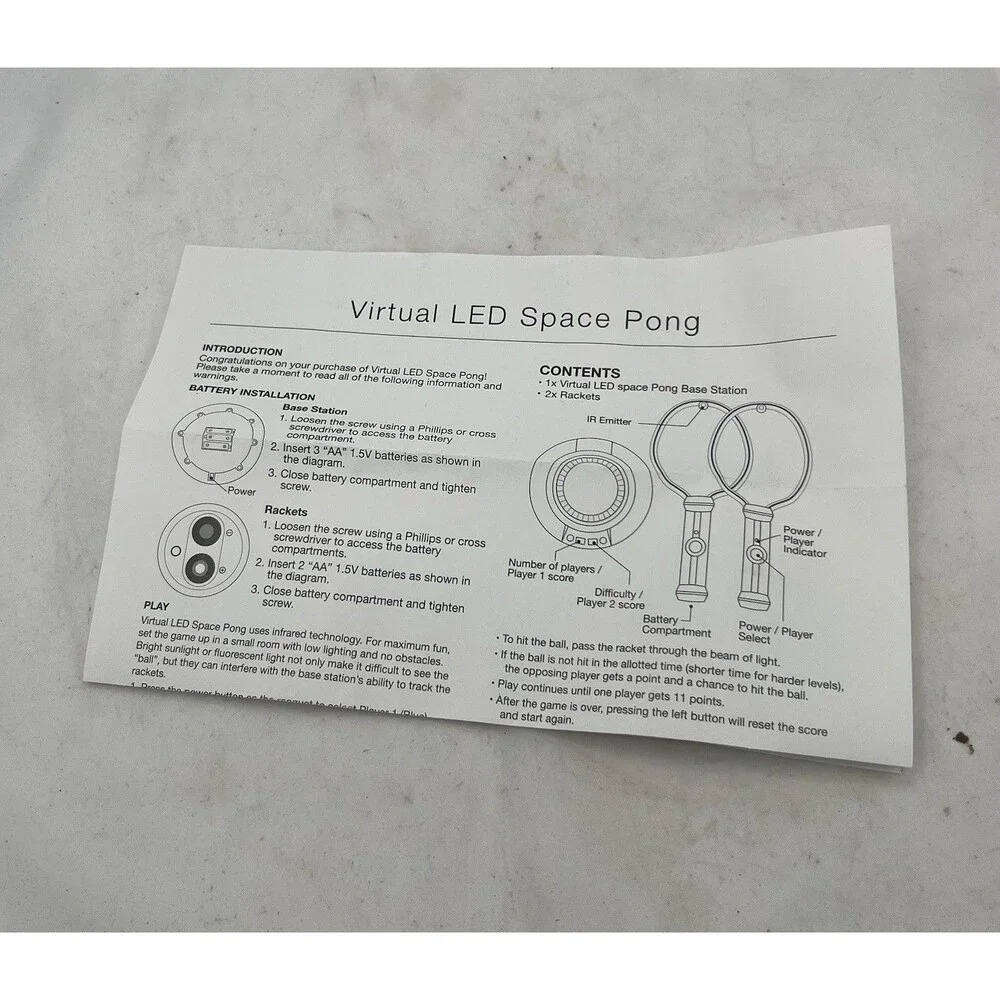 Sharper Image Virtual LED Space Pong Game for 1 or 2 Players